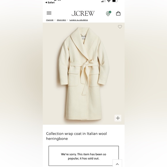 J.Crew Collection Wrap Coat in Italian
Wool Herringbone xxs - Picture 5 of 9